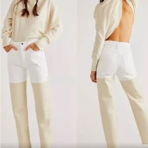 Agolde Two-Tone Pinch Waist 90s White & Cream Jeans
